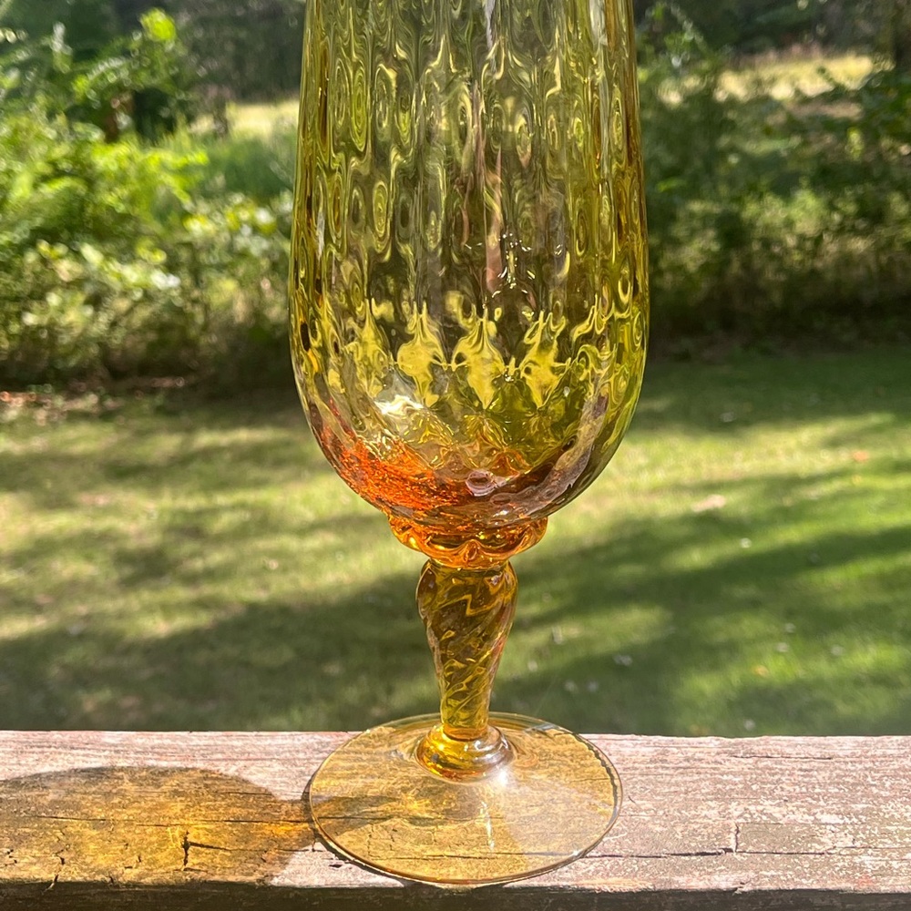 Empoli style Vintage Amber Goblet, approx 10 in tall
